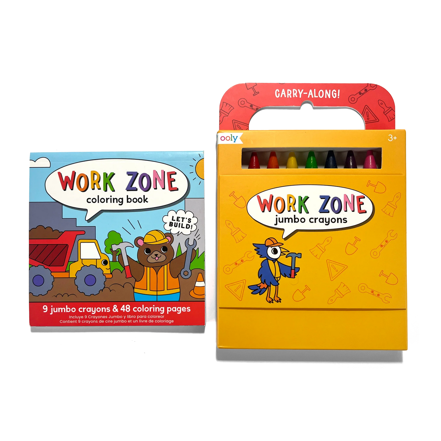 Carry Along! Coloring Book and Crayon Set - Work Zone - Set of 9 Crayons