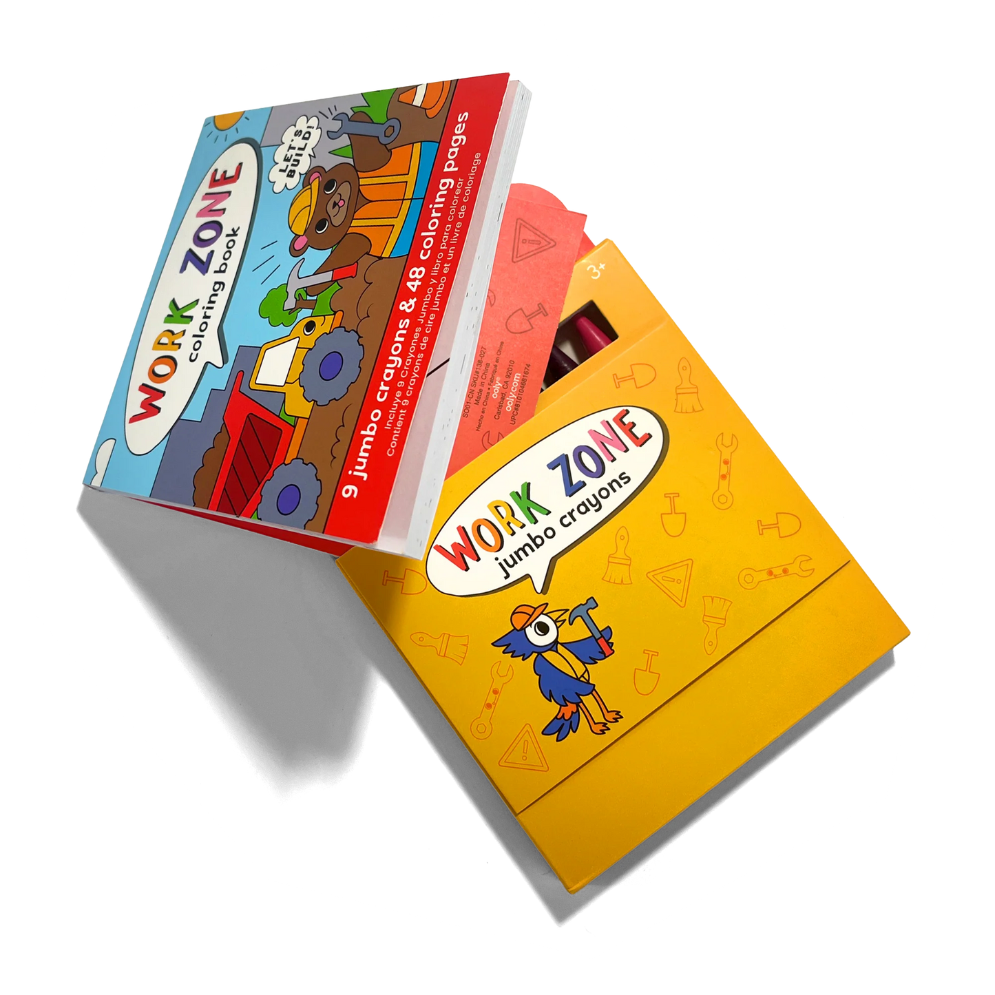 Carry Along! Coloring Book and Crayon Set - Work Zone - Set of 9 Crayons