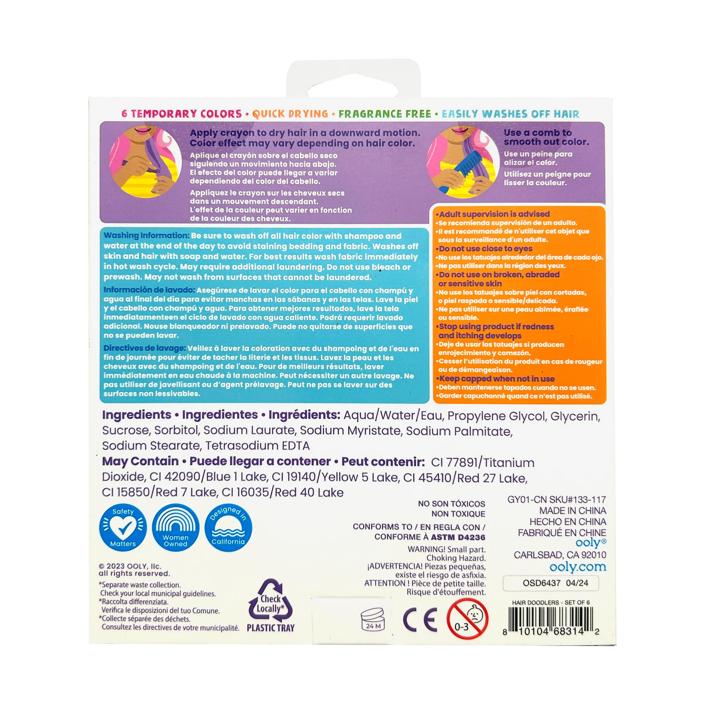 Hair Doodlers: Hair Crayons (Set of 6)