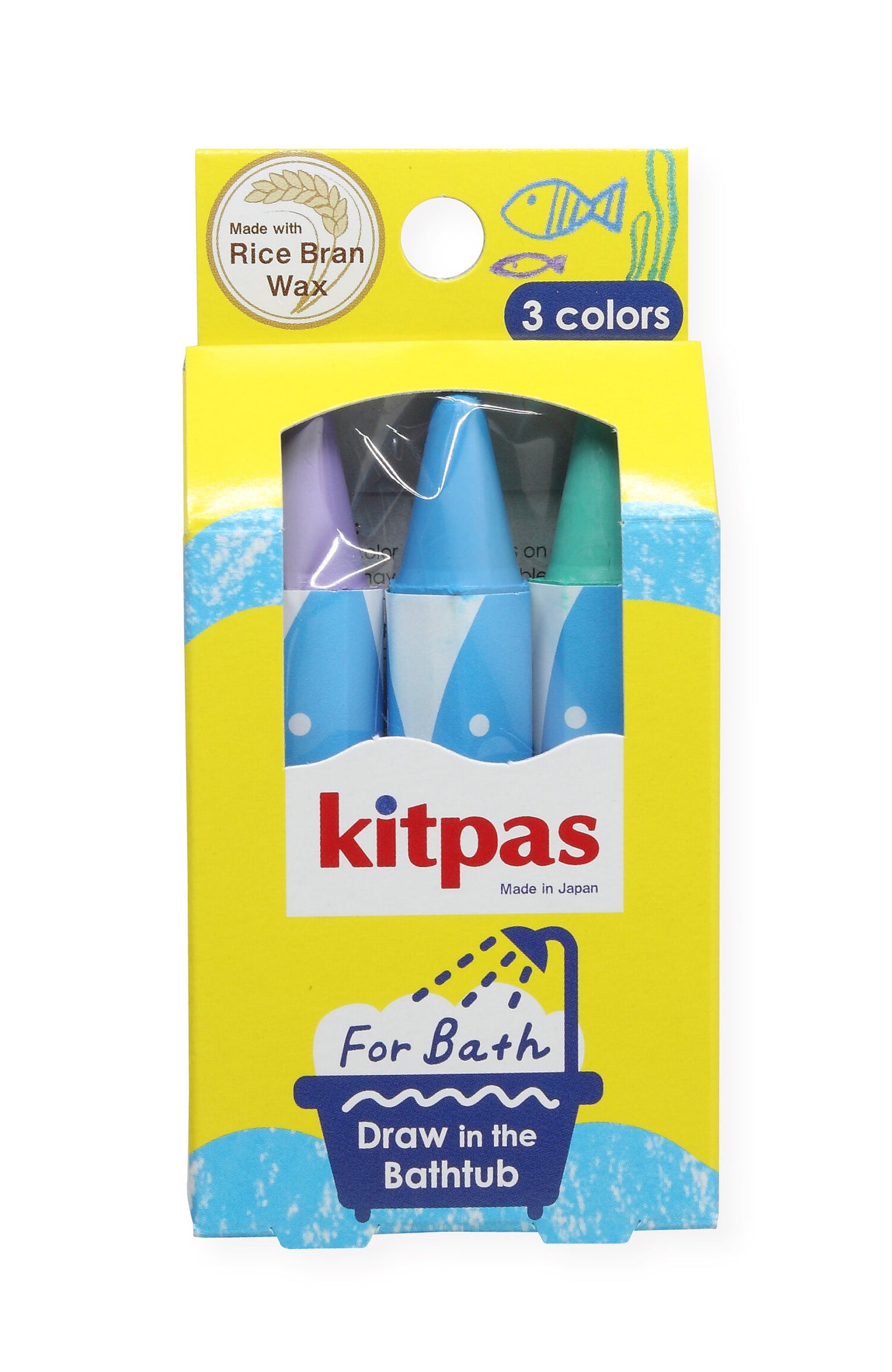 Kitpas Bath Crayons 3 Colors- Fish (Purple, Blue, Green)