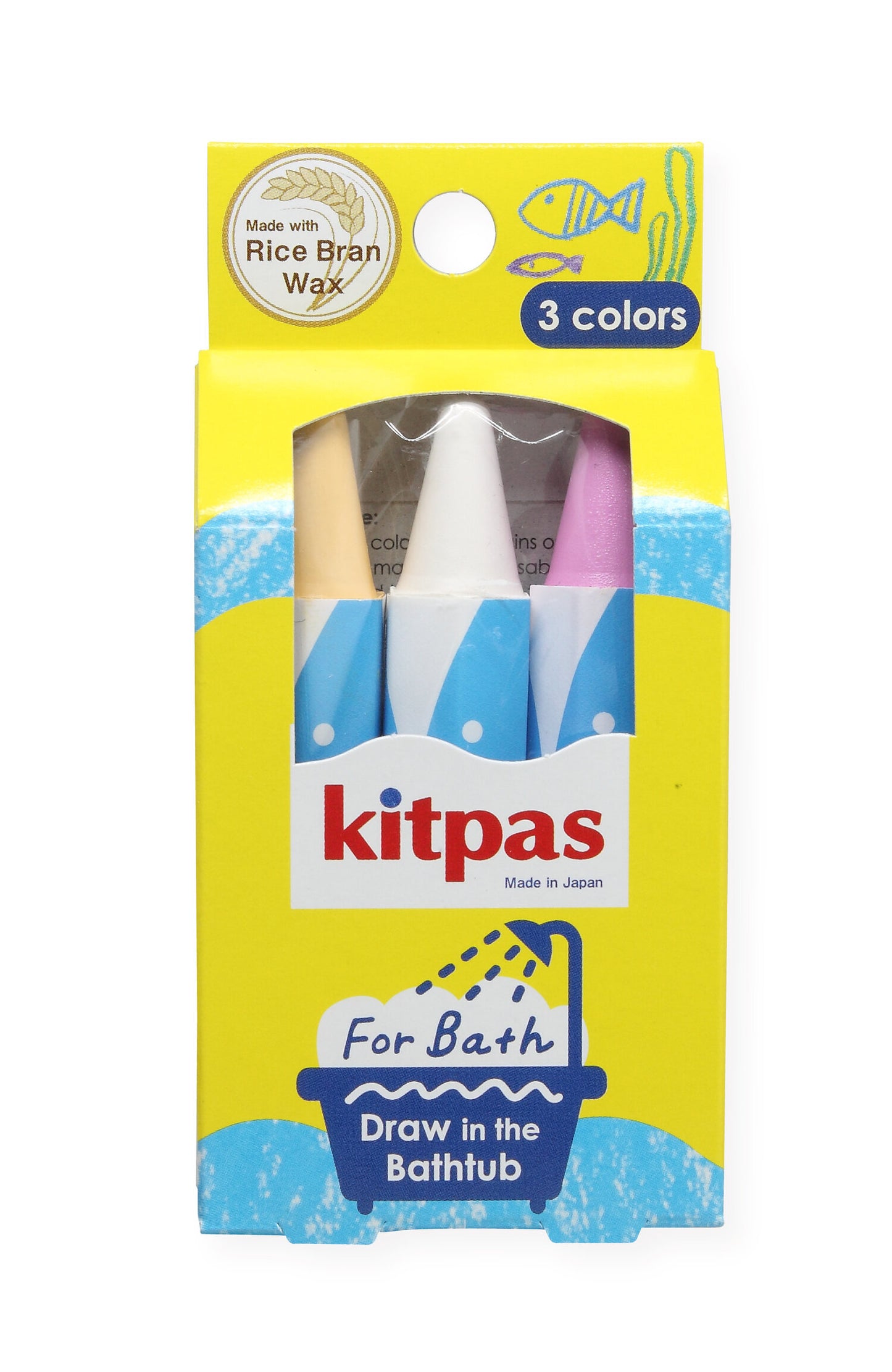 Kitpas Bath Crayons 3 Colors- Shell (Yellow, White, Pink)