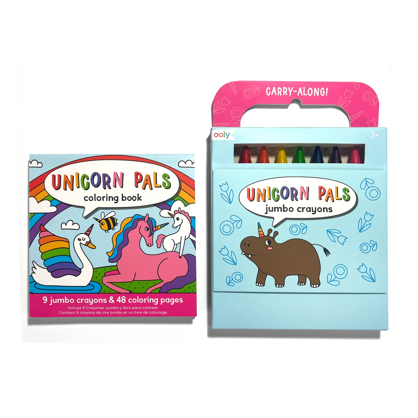 Carry Along! Coloring Book and Crayon Set - Unicorn Pals - Set of 9 Crayons