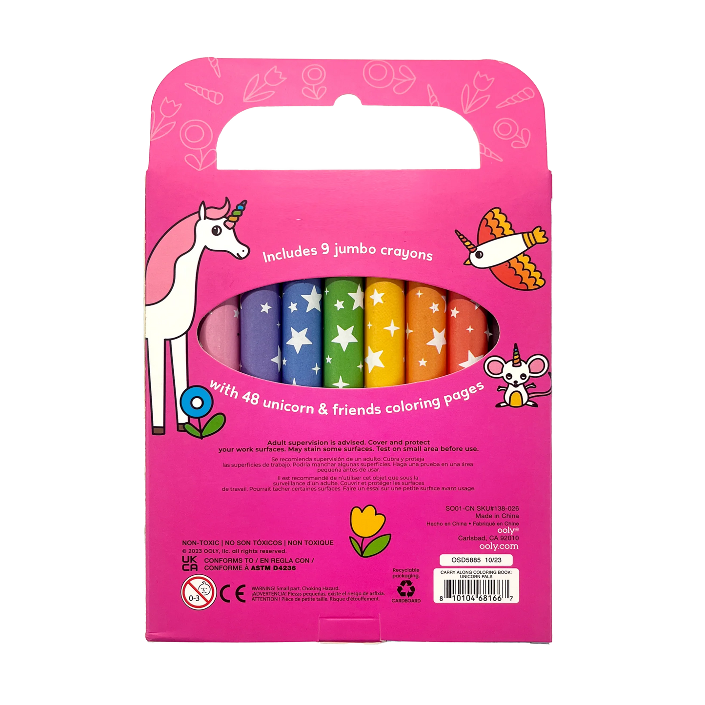 Carry Along! Coloring Book and Crayon Set - Unicorn Pals - Set of 9 Crayons