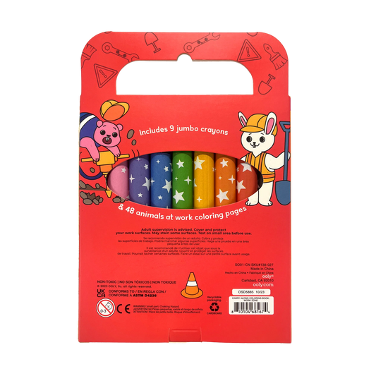 Carry Along! Coloring Book and Crayon Set - Work Zone - Set of 9 Crayons