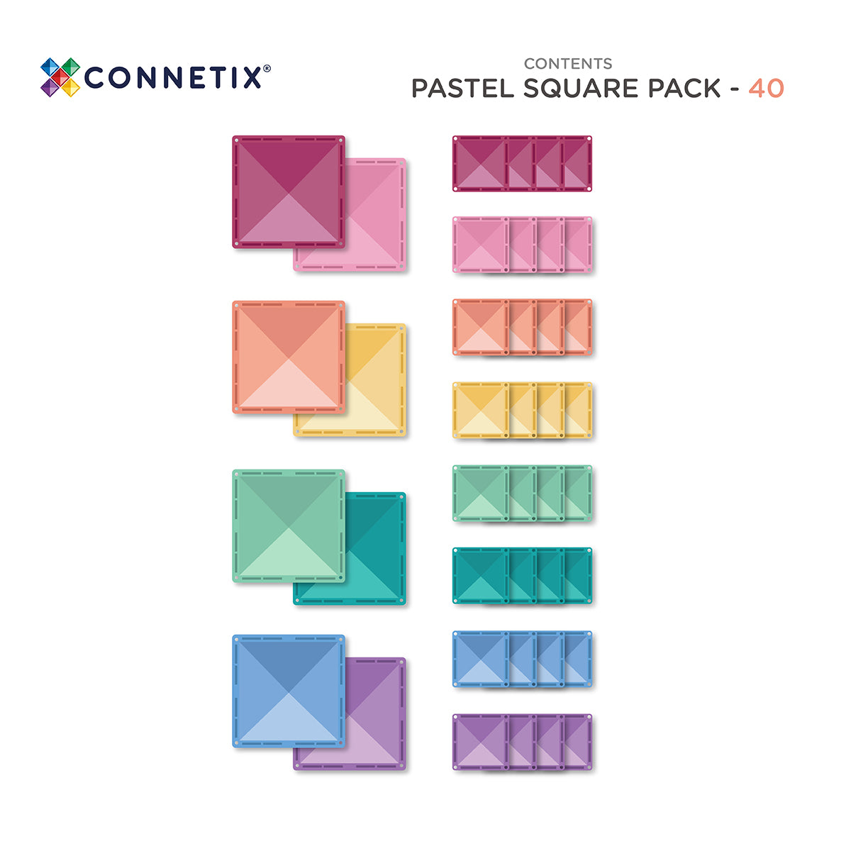 40 pc Pastel Square Pack by Connectix