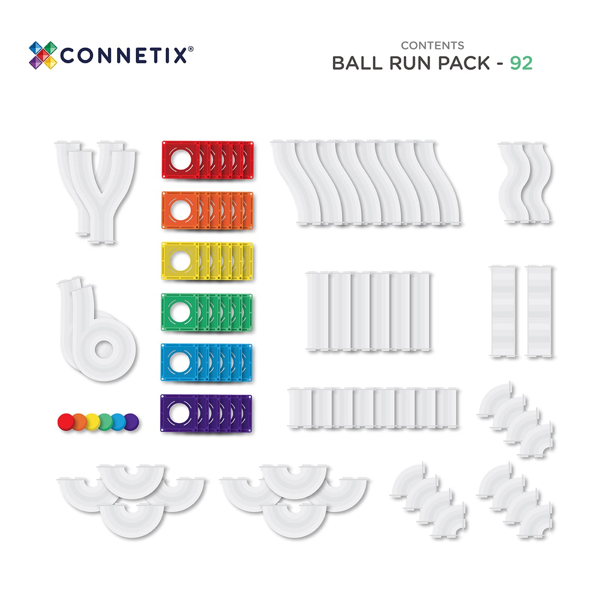 Magnetic Tiles- Classic Ball Run Pack 92pc
